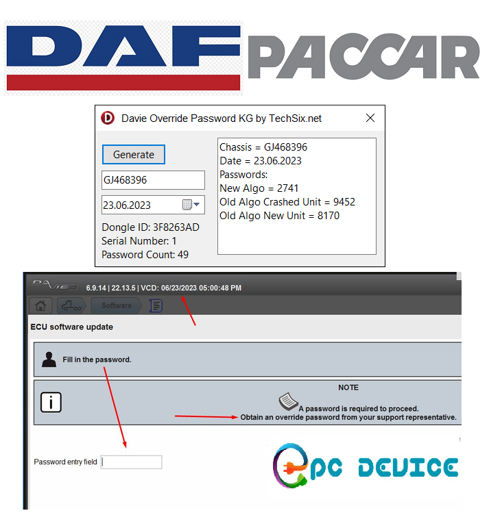 Daf Paccar Override password generator