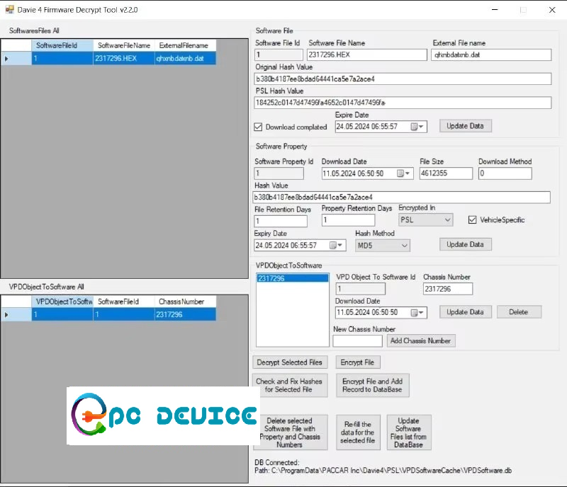 DAF Paccar Davie 4 Firmware decrypt tool v2.2.0