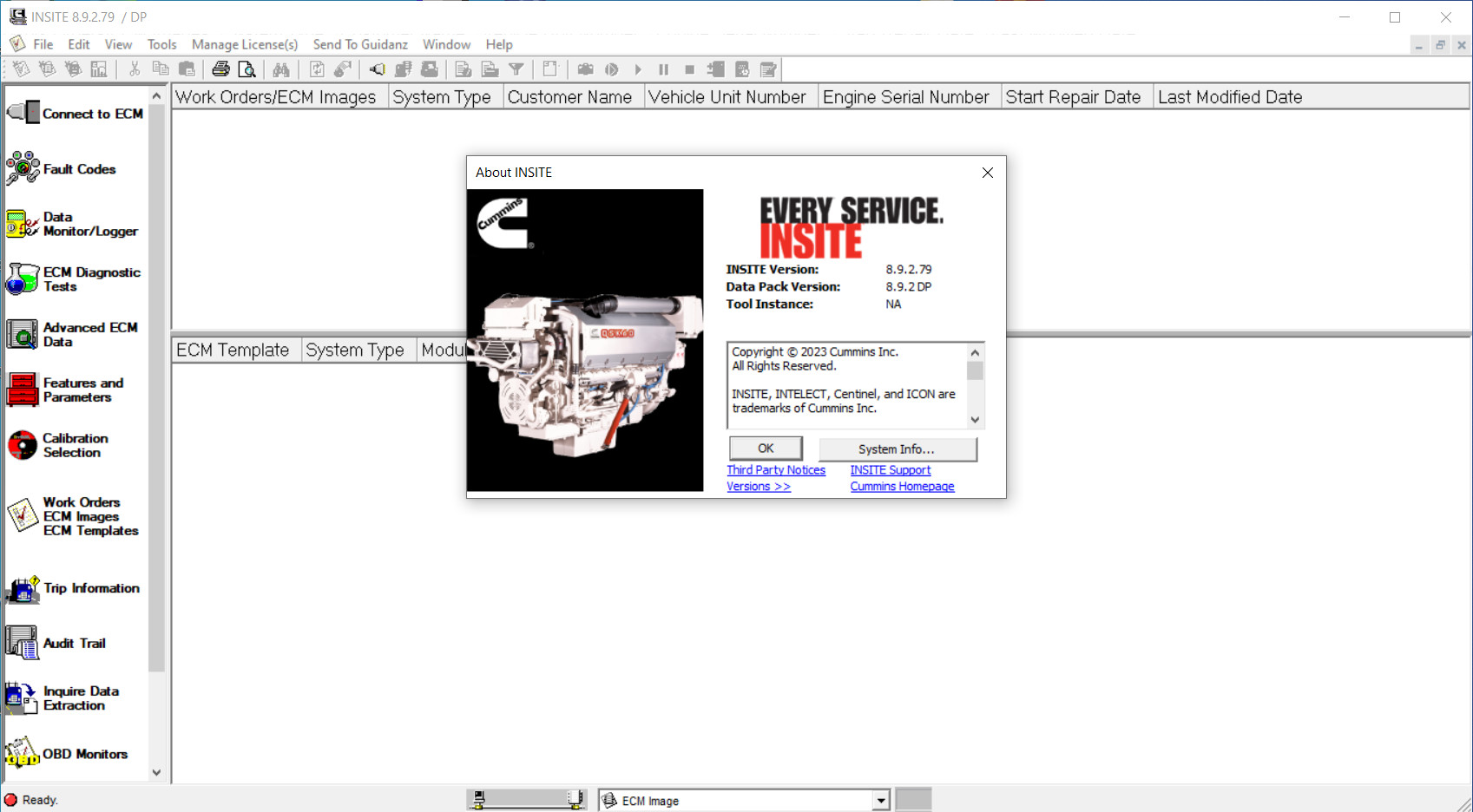 Insite 8.9.2/8.7 for Cummings Engine Calibration Online Download